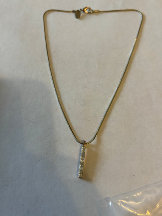 Oasis Smooth Silver Rope Necklace with Diamante Bar Pendant