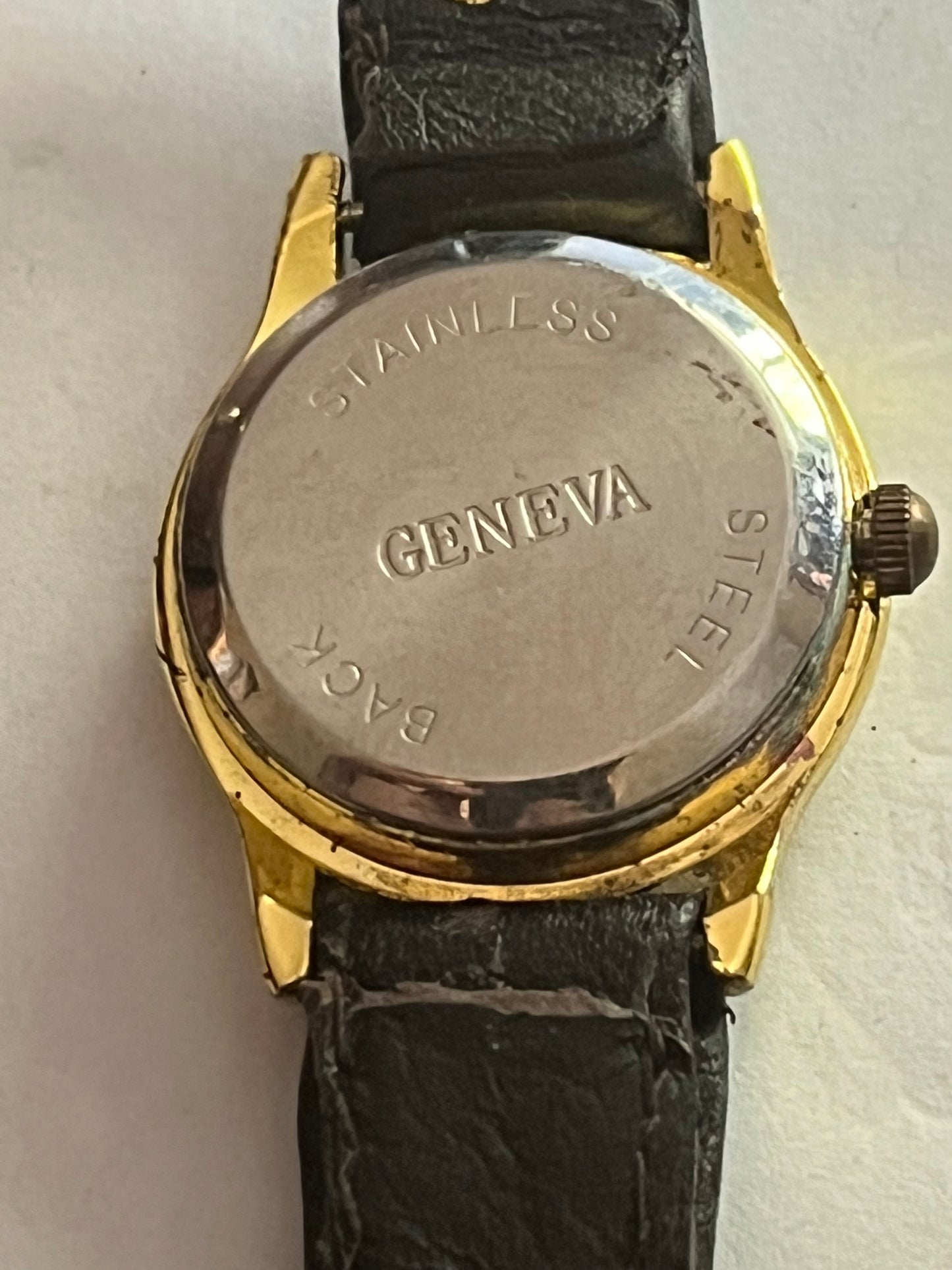 Geneva Black and Gold Ladies Wristwatch - Untested