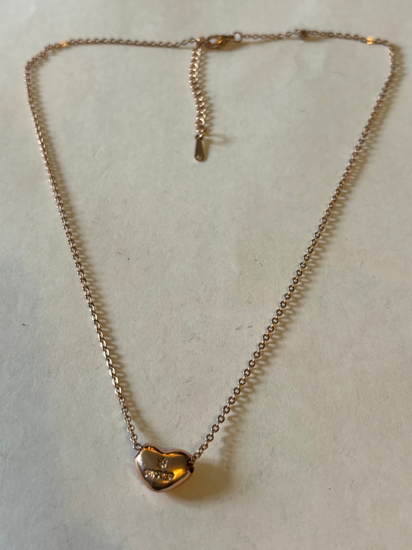 18k RGP Rose Gold Heart Pendant Necklace