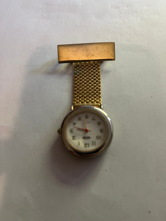 AB gold metal nurses fob watch - Untested