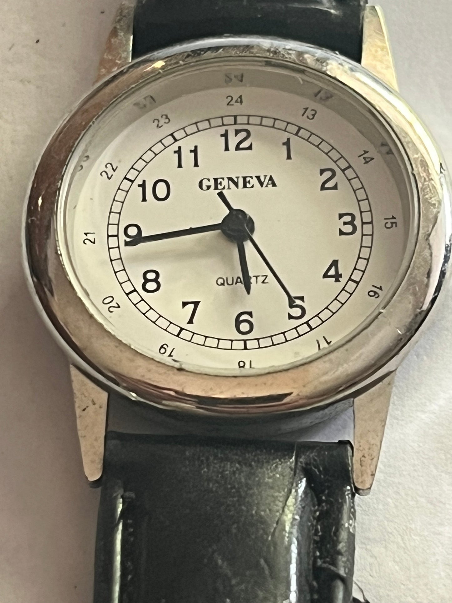 Geneva Ladies silver and black watch - Untested