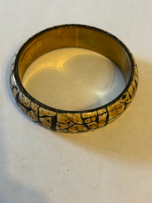 Brown, cream and black crazy paving style bangle