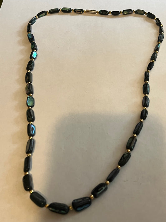 Abalone oval bead necklace with gold spacers