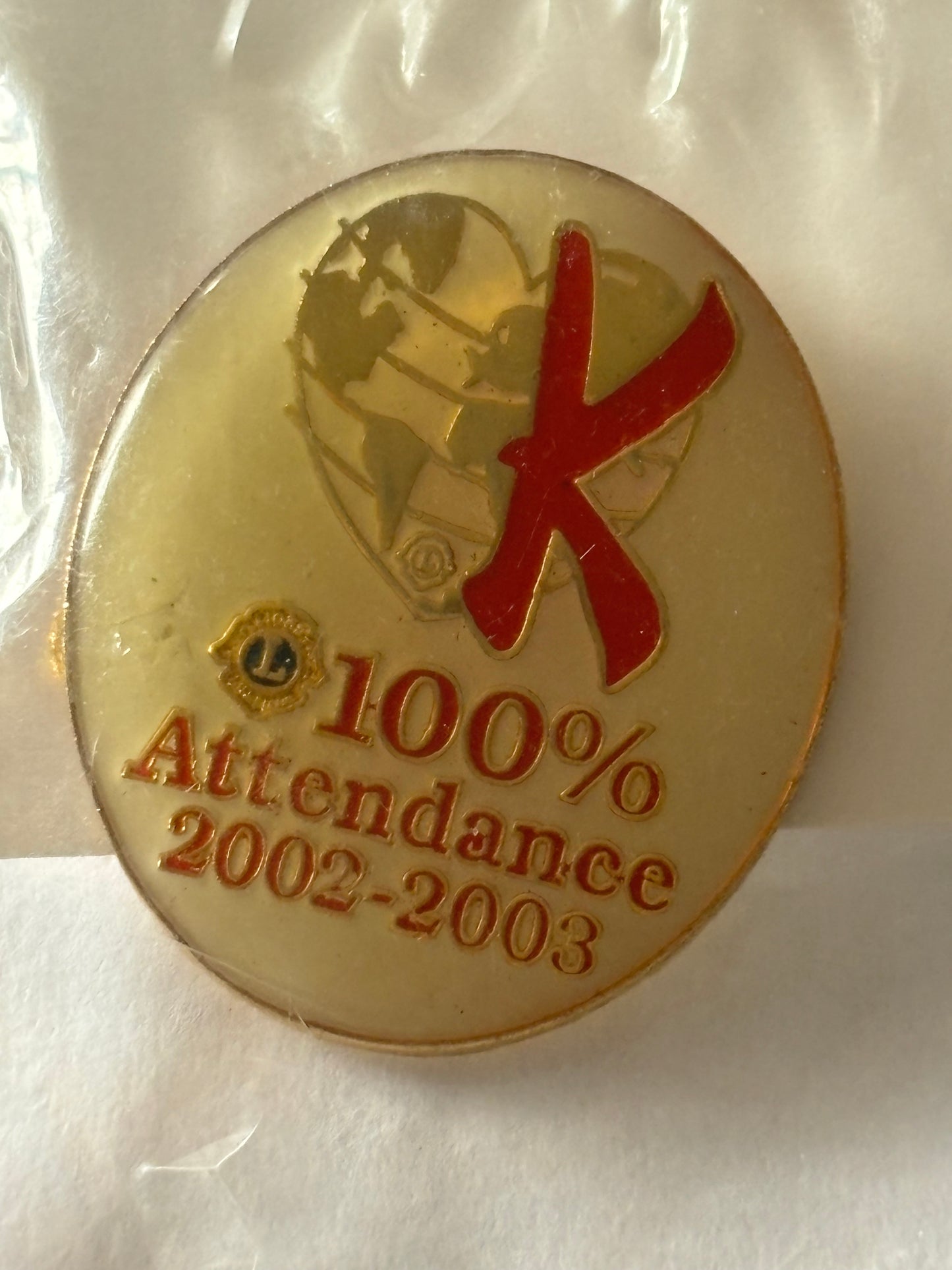 Lions Club 100% Attendance Badge 2002/03