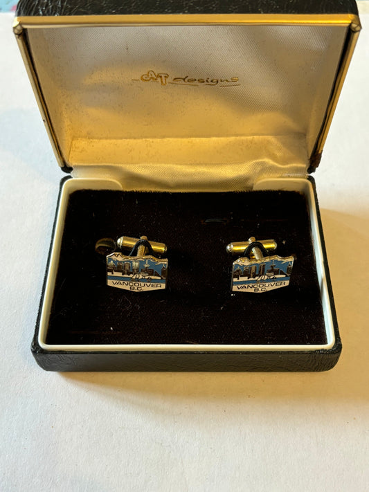 Boxed Vancouver Metal and Enamel Cufflinks