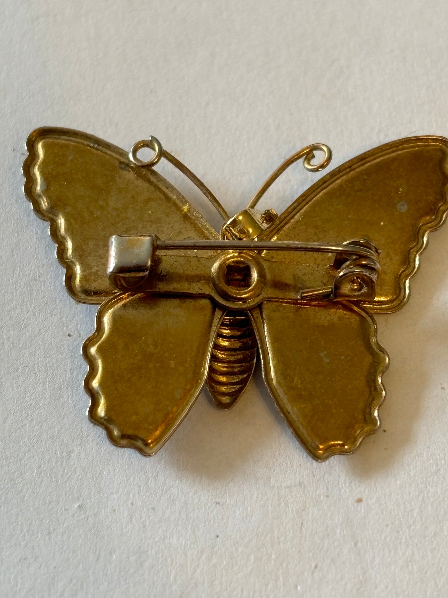 Orange and Black metal butterfly brooch