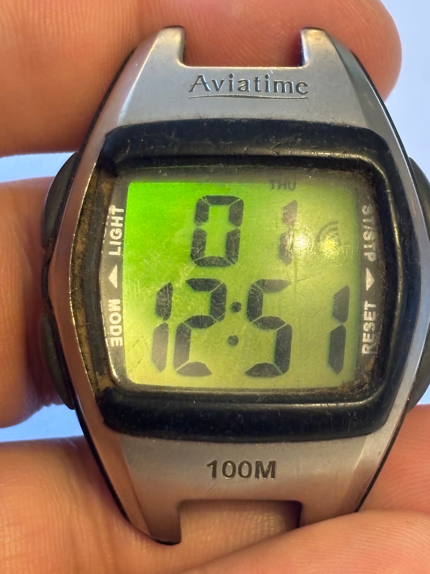 Aviatime black and silver digital watch - Untested - No Strap