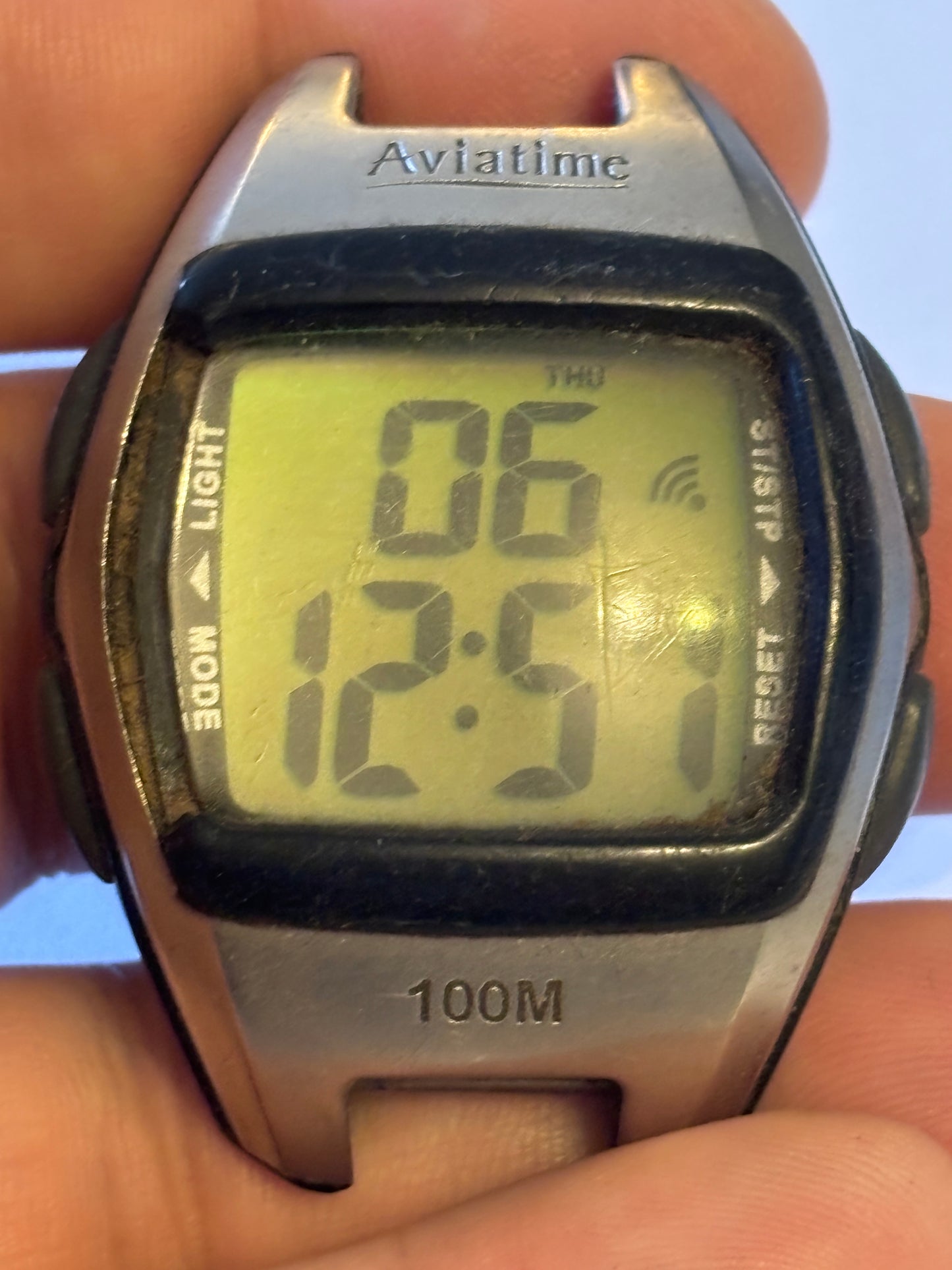 Aviatime black and silver digital watch - Untested - No Strap