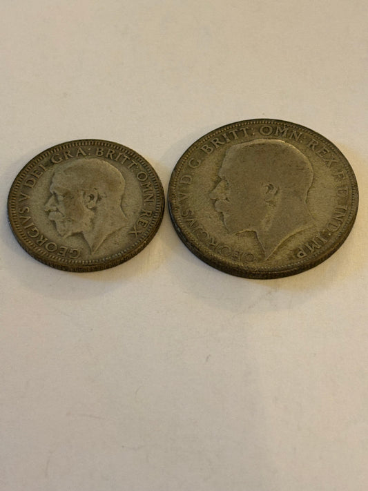 Pair of UK silver coins - 1921 Florin and a 1933 Shilling