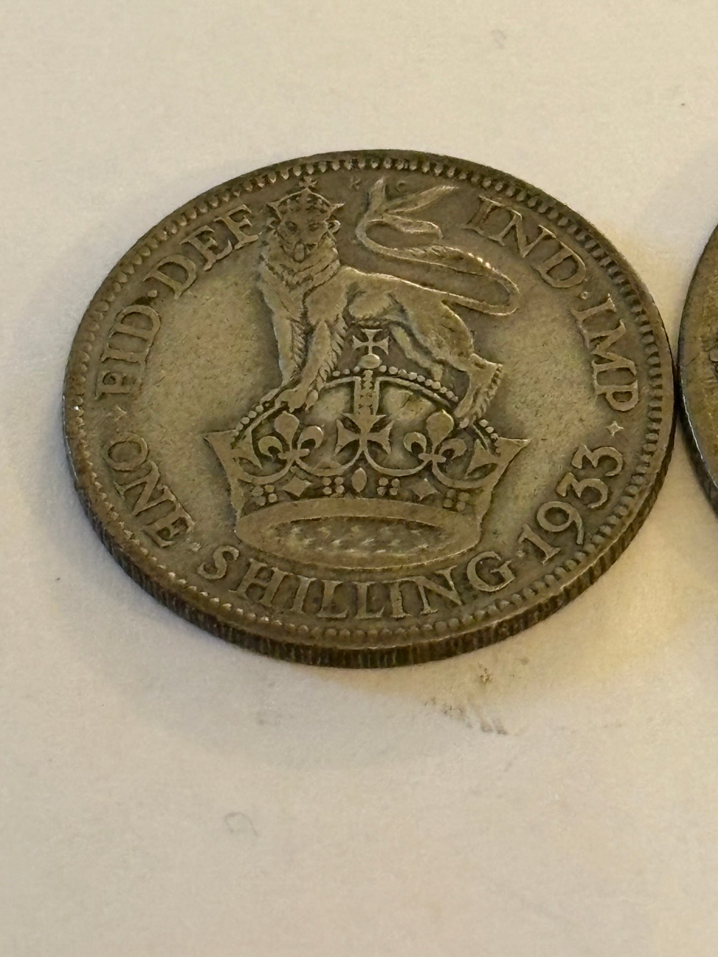 Pair of UK silver coins - 1921 Florin and a 1933 Shilling