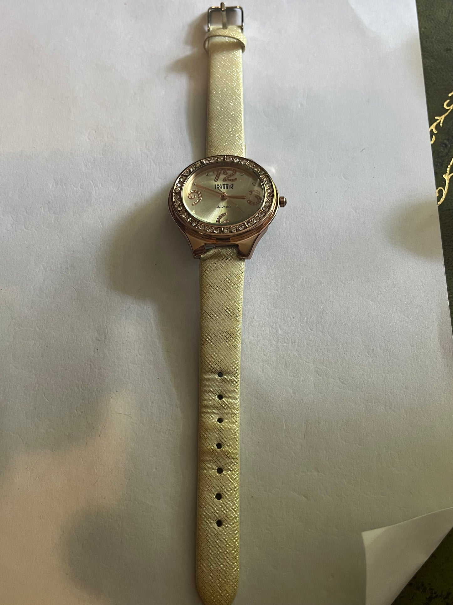 KMS White and Rose Gold Jewelled Ladies Watch - Untested