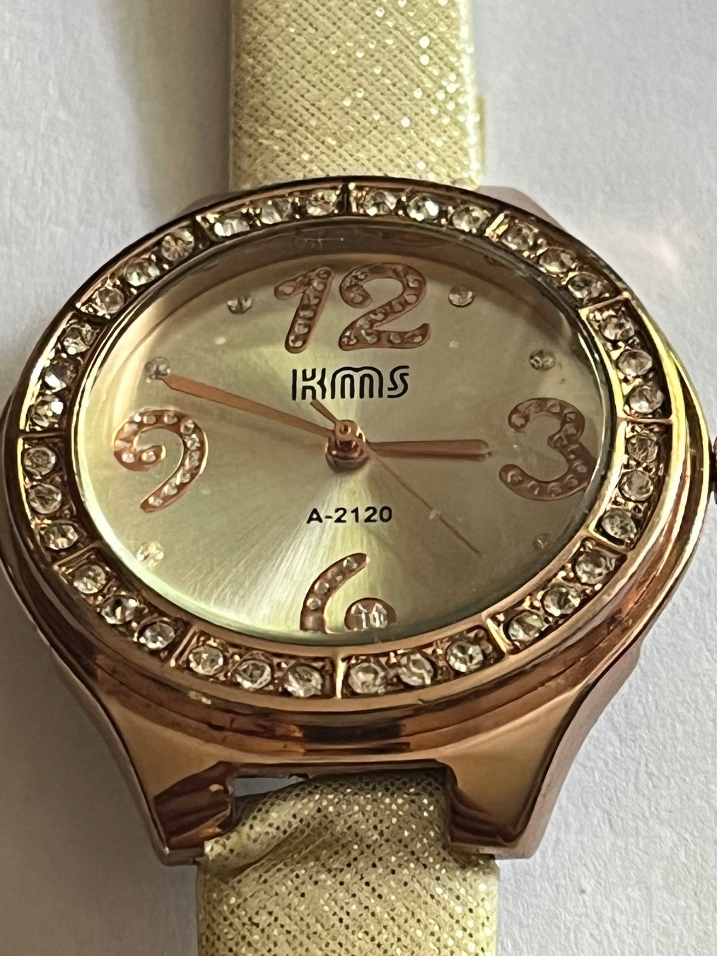 KMS White and Rose Gold Jewelled Ladies Watch - Untested