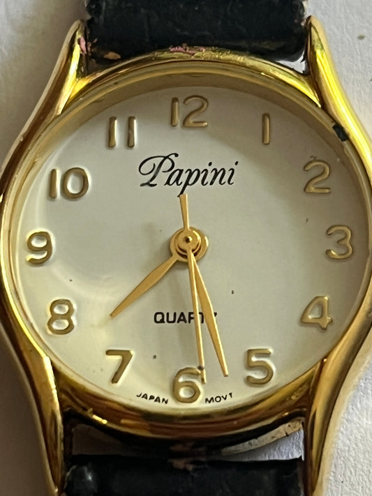 Papini gold and black ladies dress watch - untested