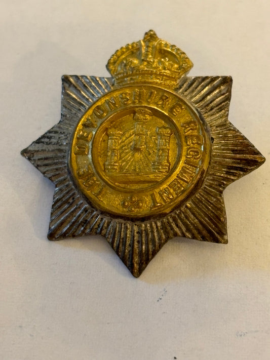 Devonshire Regiment gold and silver metal sweetheart brooch