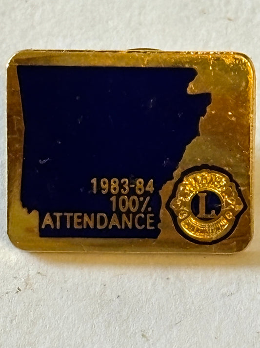 Lions Club 1983/84 100% Attendance Badge