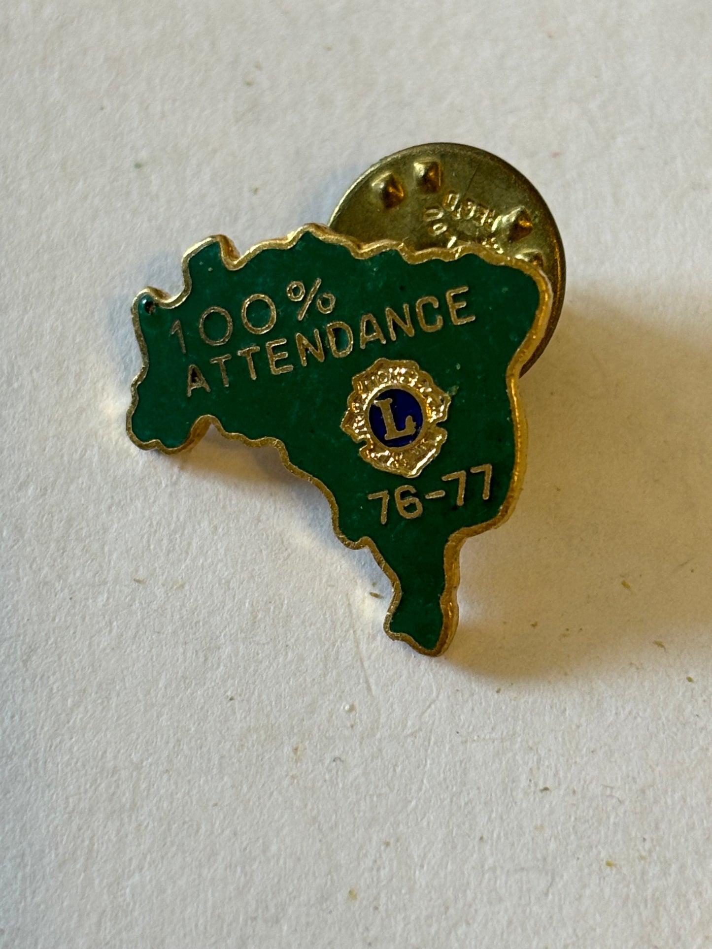 Lions International 1976-77 100% Attendance Badge