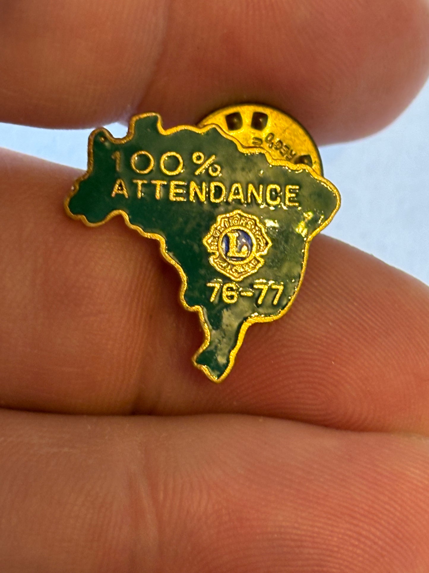 Lions International 1976-77 100% Attendance Badge