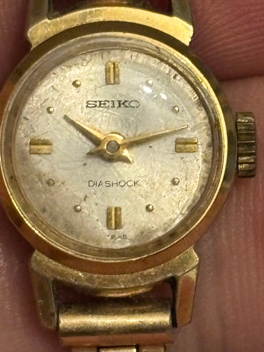 Vintage Seiko diashock ladies manual rolled gold watch - Untested