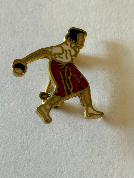 Lady Bowler - Gold metal badge with coloured enamel