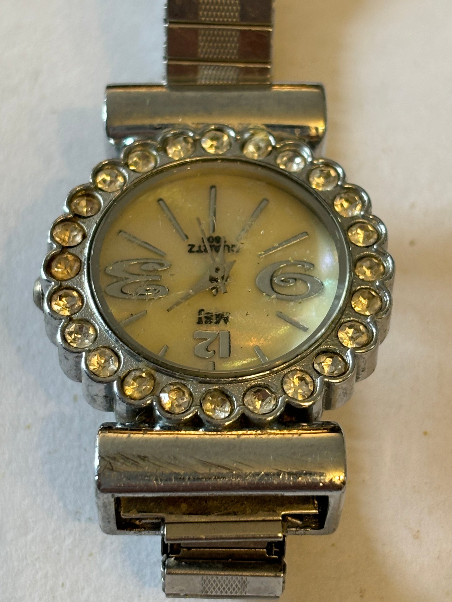 MSJ Jewelled Silver Ladies Watch Stretch Strap - Untested