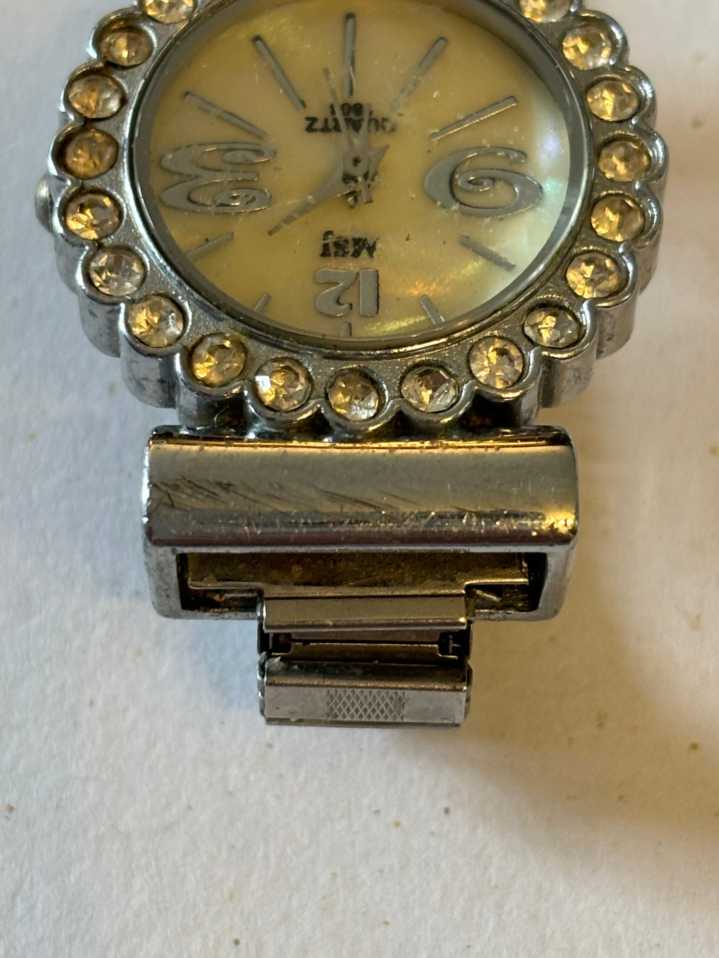 MSJ Jewelled Silver Ladies Watch Stretch Strap - Untested