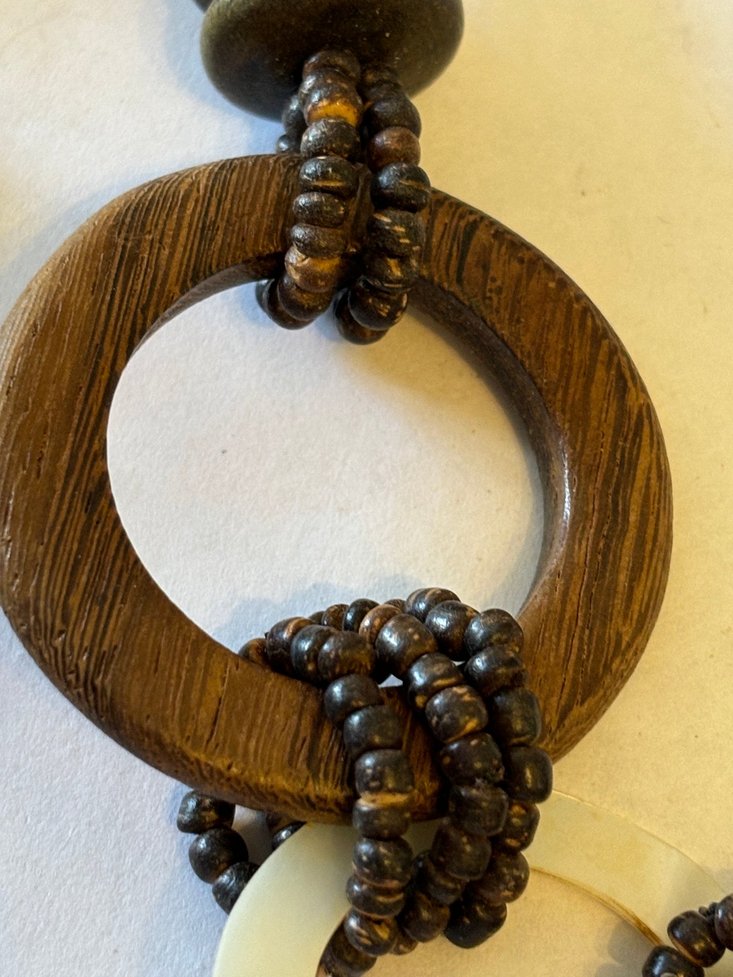 Wooden Beaded Necklace with large Rings