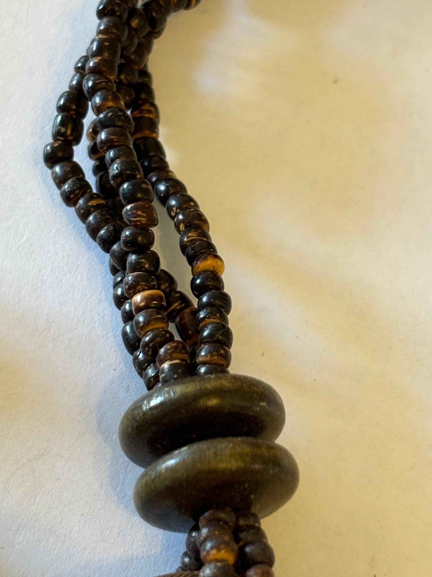 Wooden Beaded Necklace with large Rings