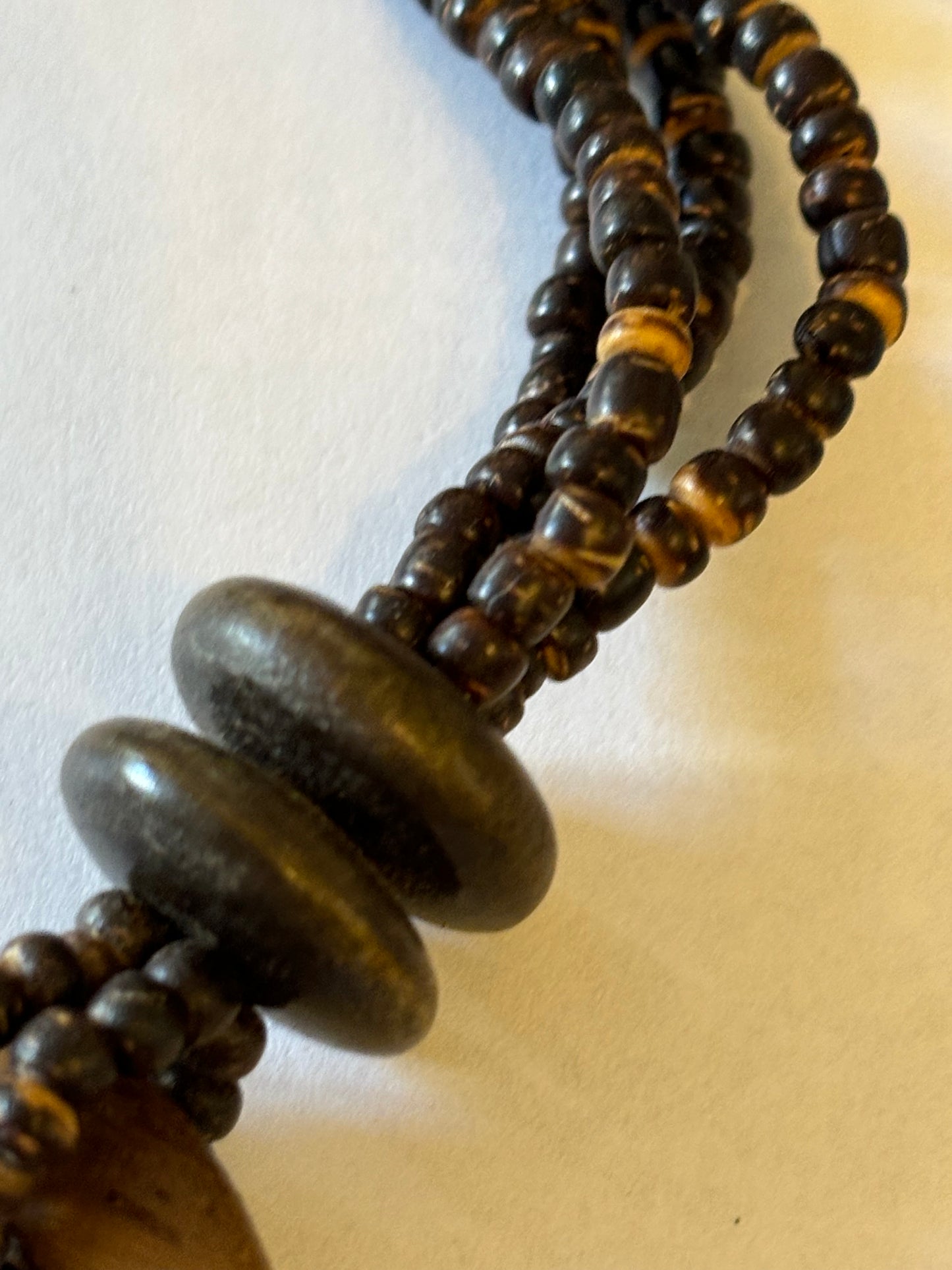 Wooden Beaded Necklace with large Rings