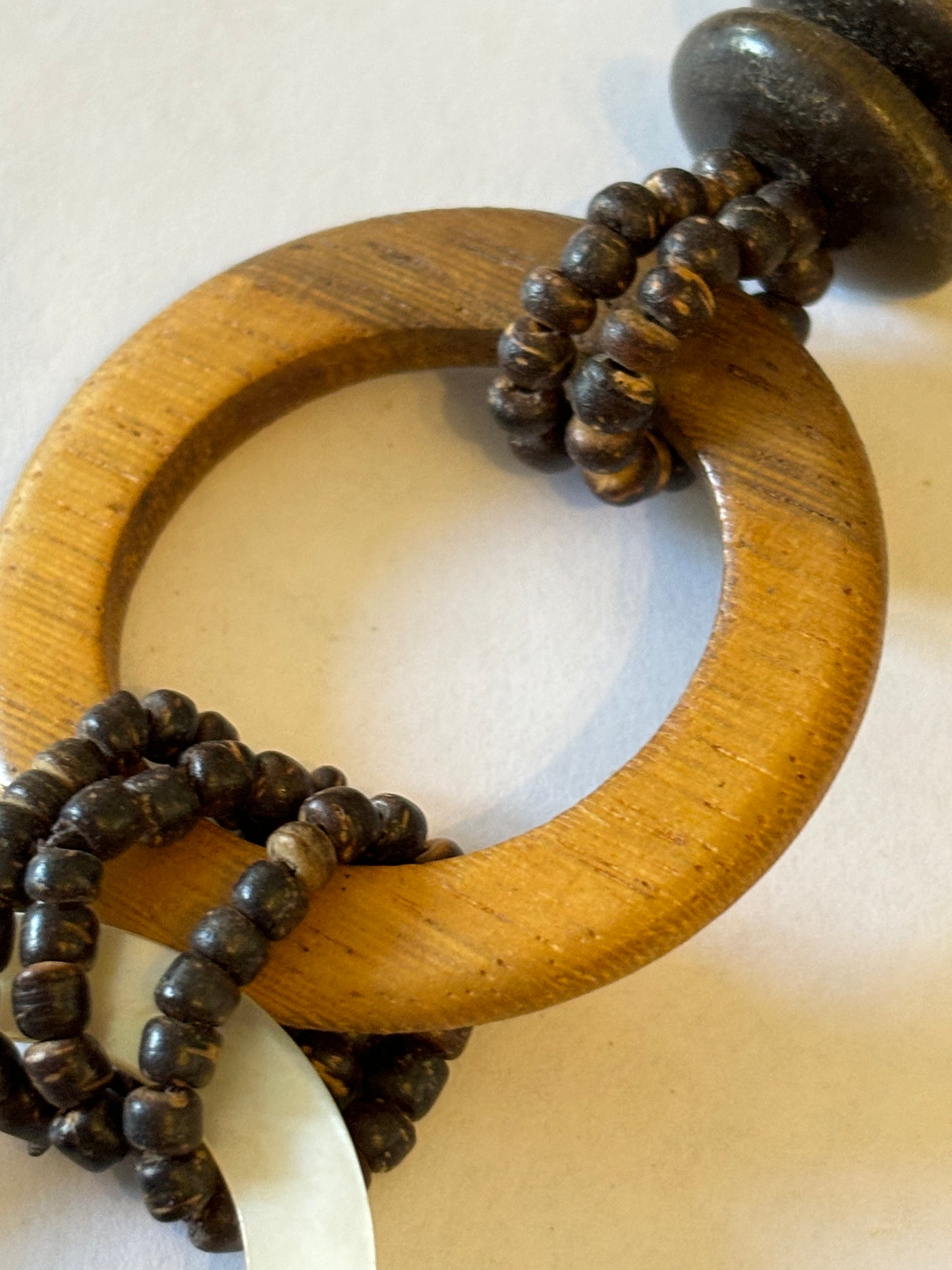 Wooden Beaded Necklace with large Rings