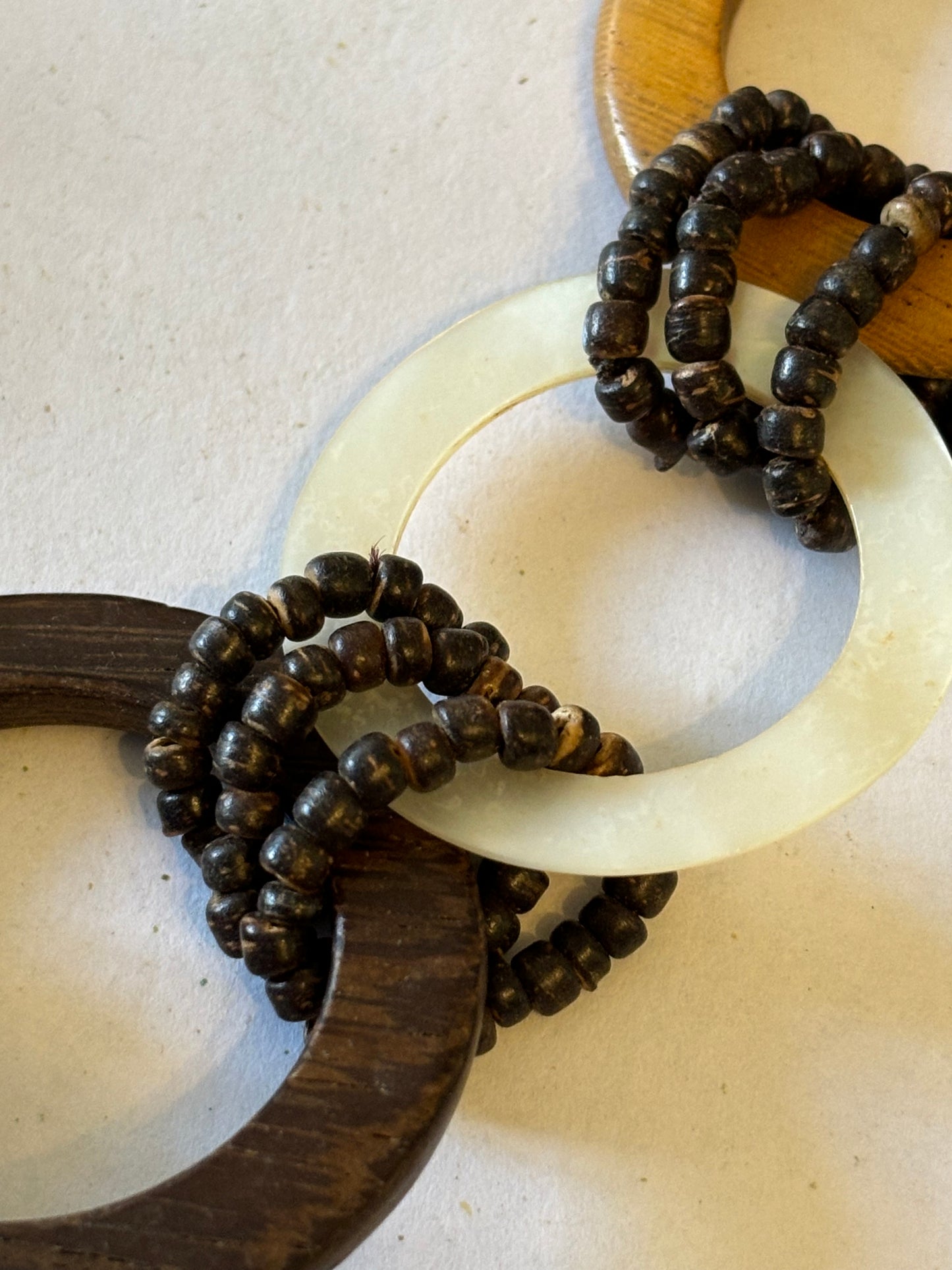 Wooden Beaded Necklace with large Rings