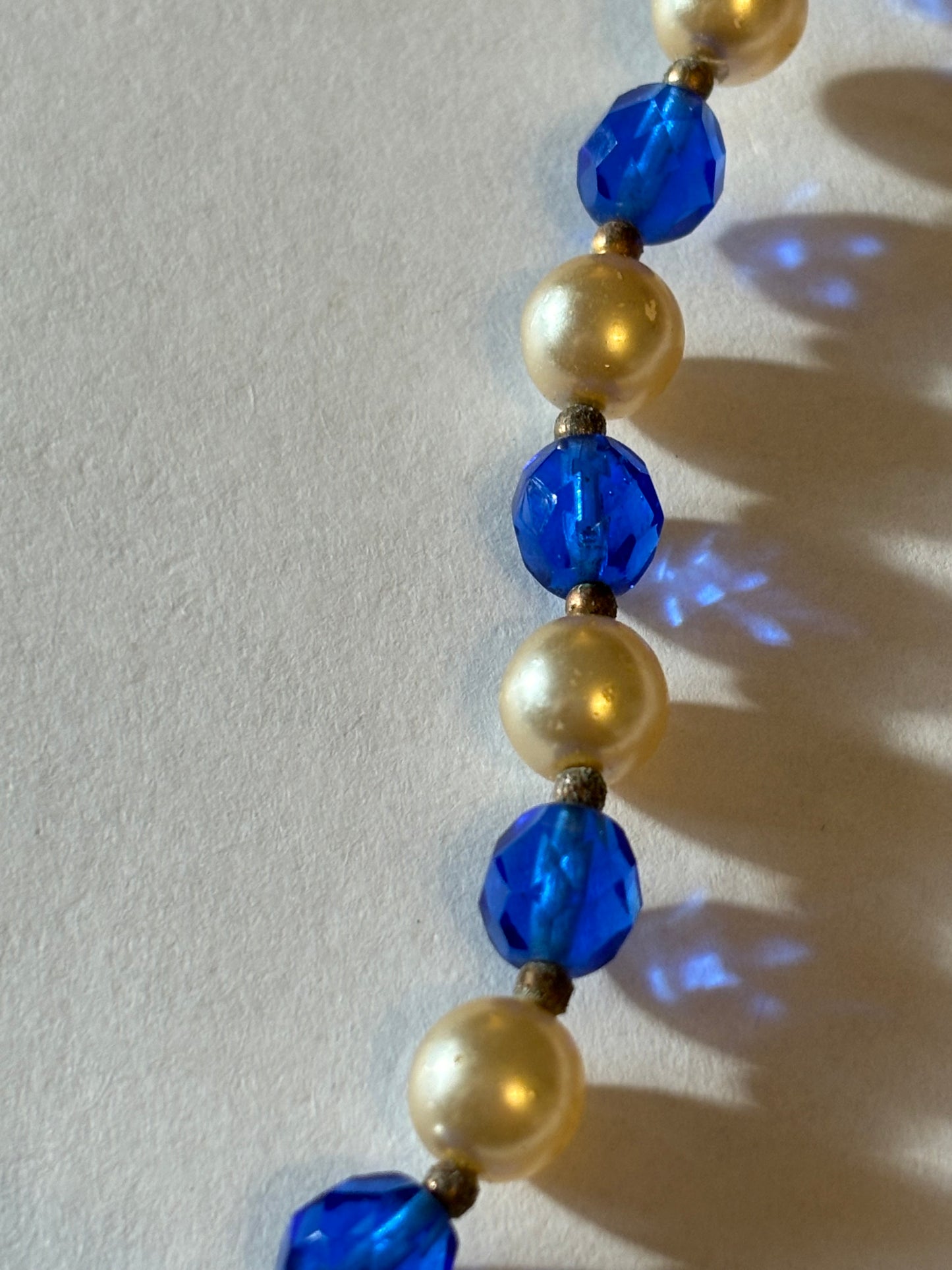 Vivid blue and pearlescent bead necklace