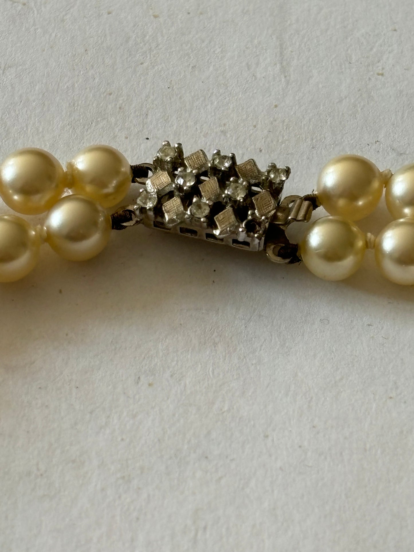 Double tier pearl style necklace with diamante clasp