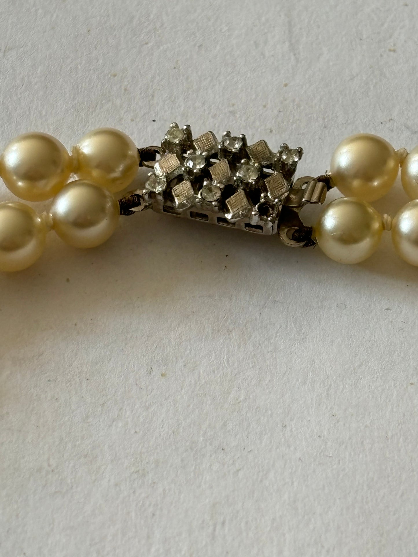 Double tier pearl style necklace with diamante clasp