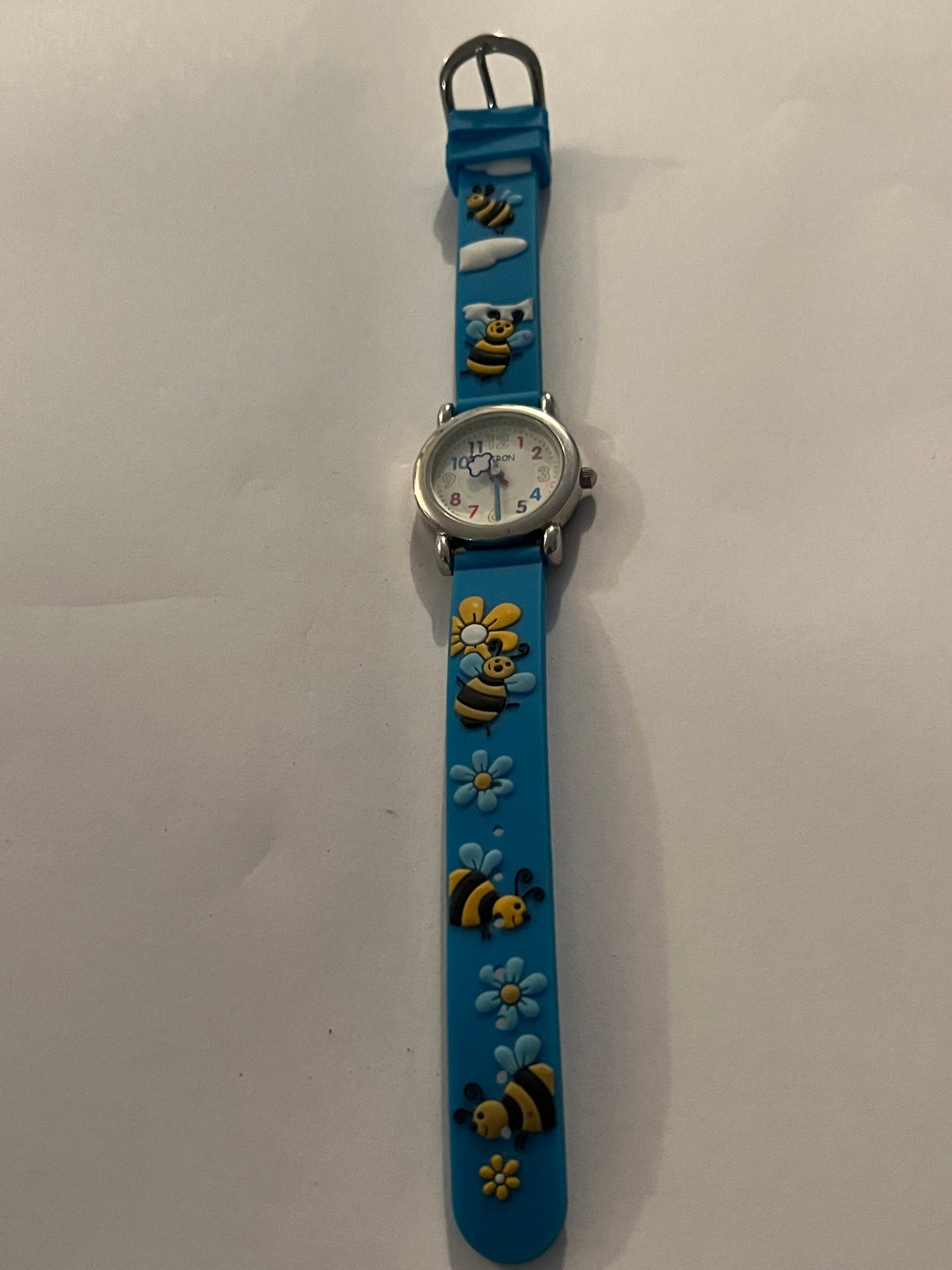 Kids Citron Blue Rubber Watch with Bumblebees - Untested