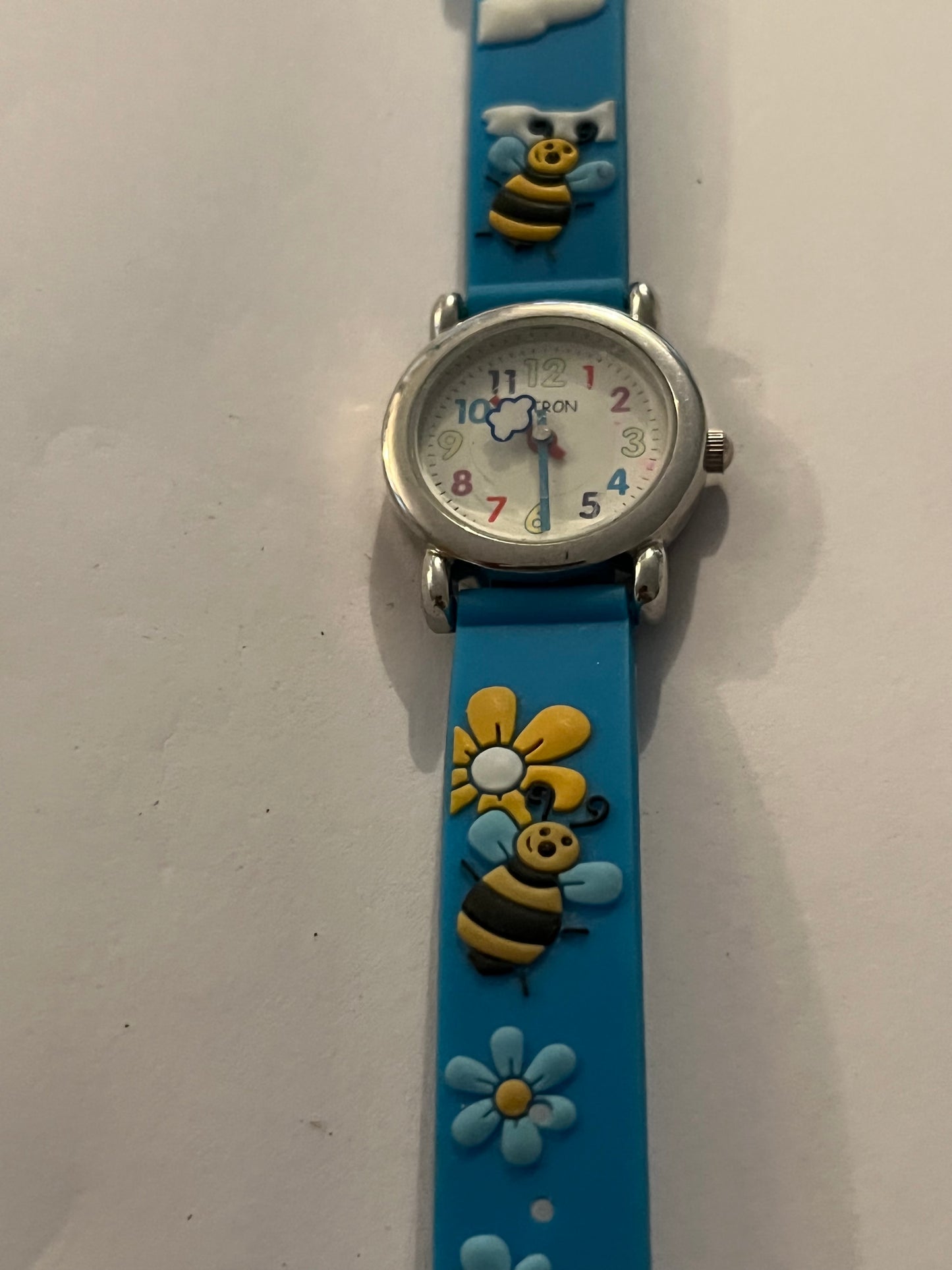 Kids Citron Blue Rubber Watch with Bumblebees - Untested