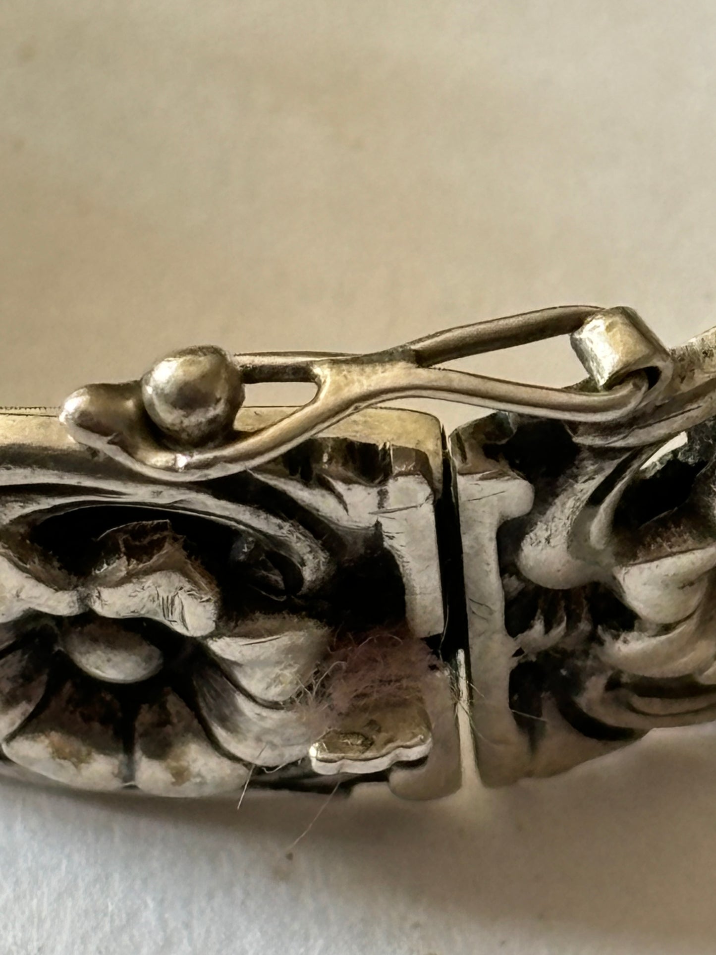 Silver pierced flower bangle - 800 Silver Mark