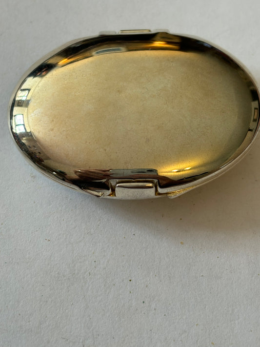 Oval Silver Mirror Compact