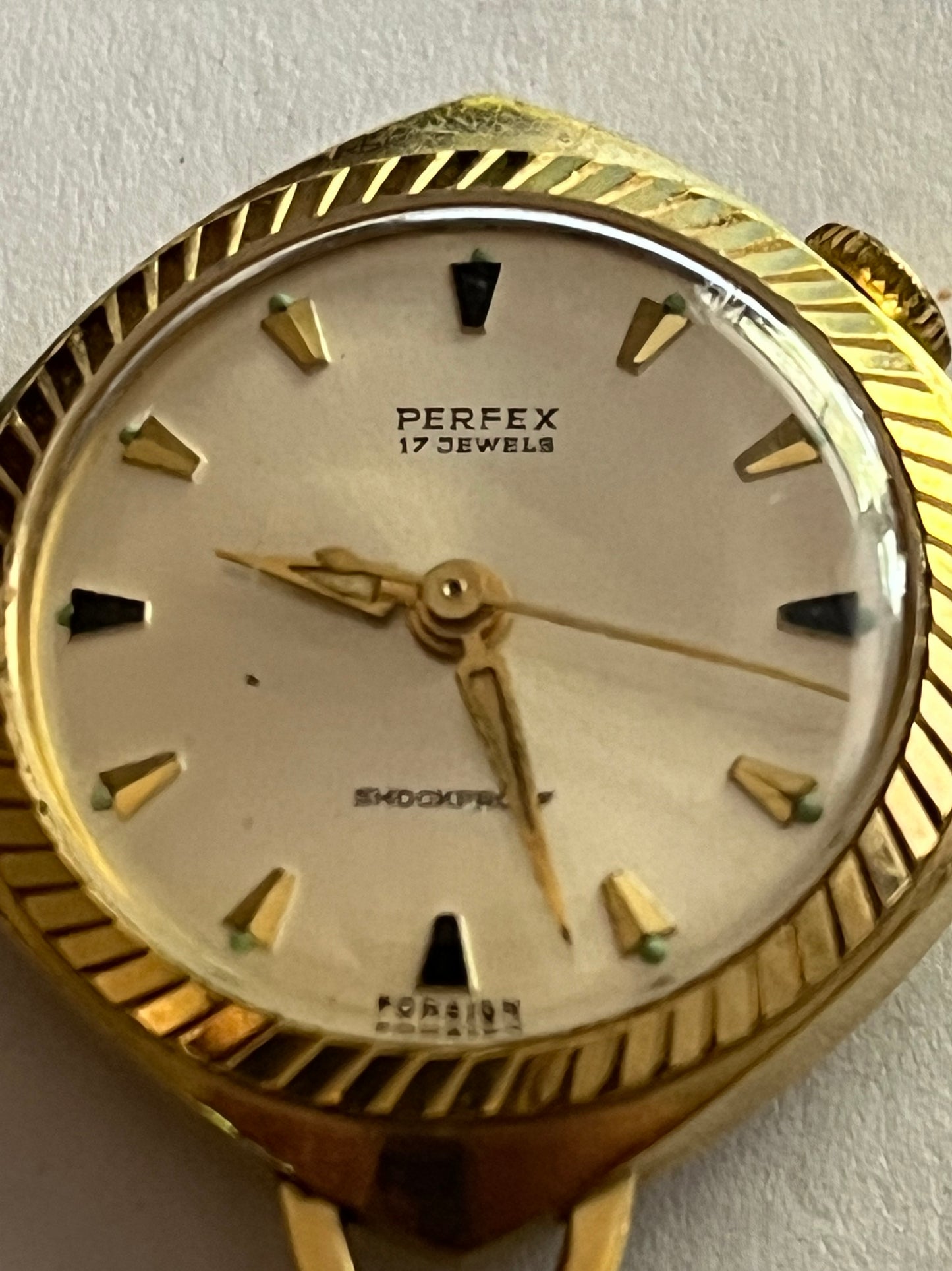 Perfex gold metal manual pendant watch - No Chain - Untested but working