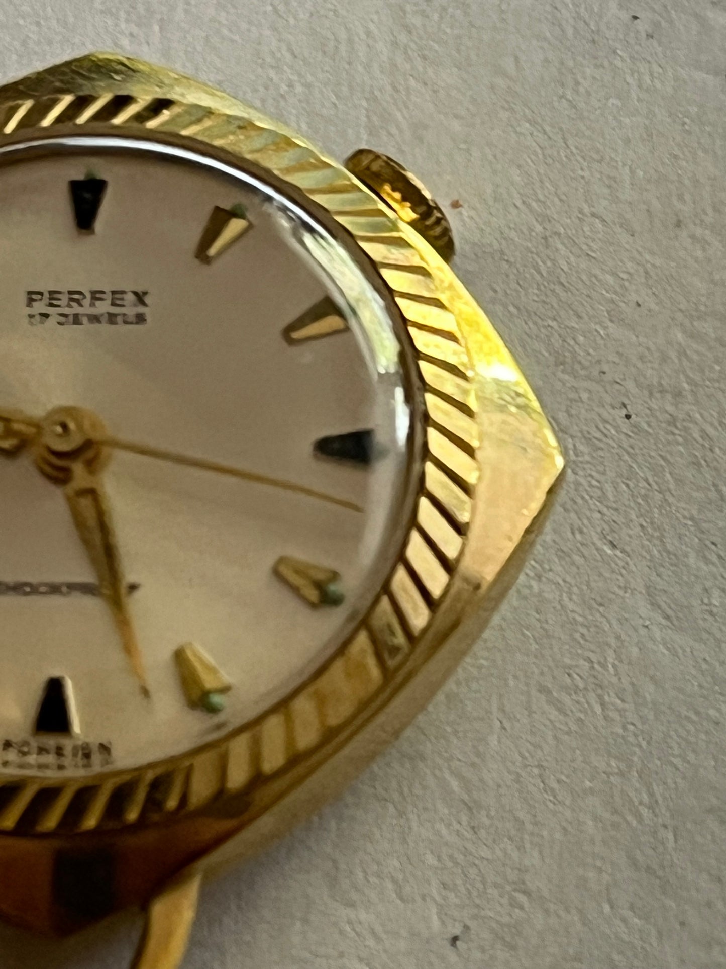 Perfex gold metal manual pendant watch - No Chain - Untested but working