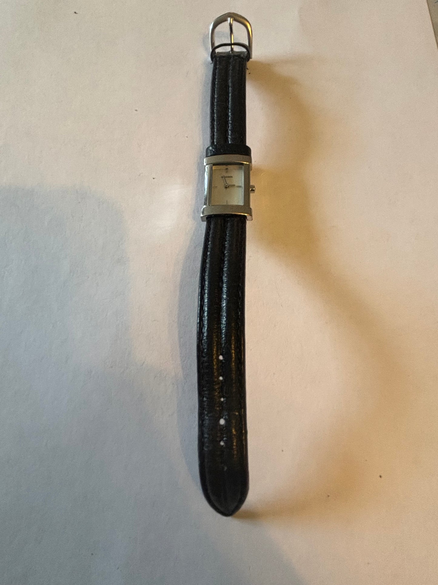 Sekonda Silver Square Black Strap Ladies Watch - Untested