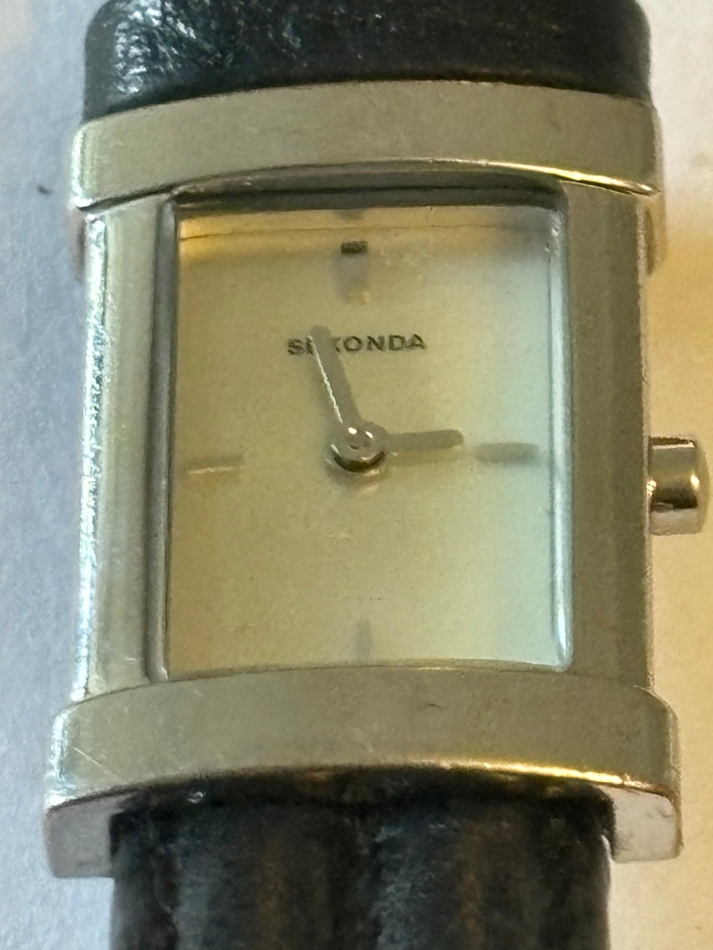 Sekonda Silver Square Black Strap Ladies Watch - Untested