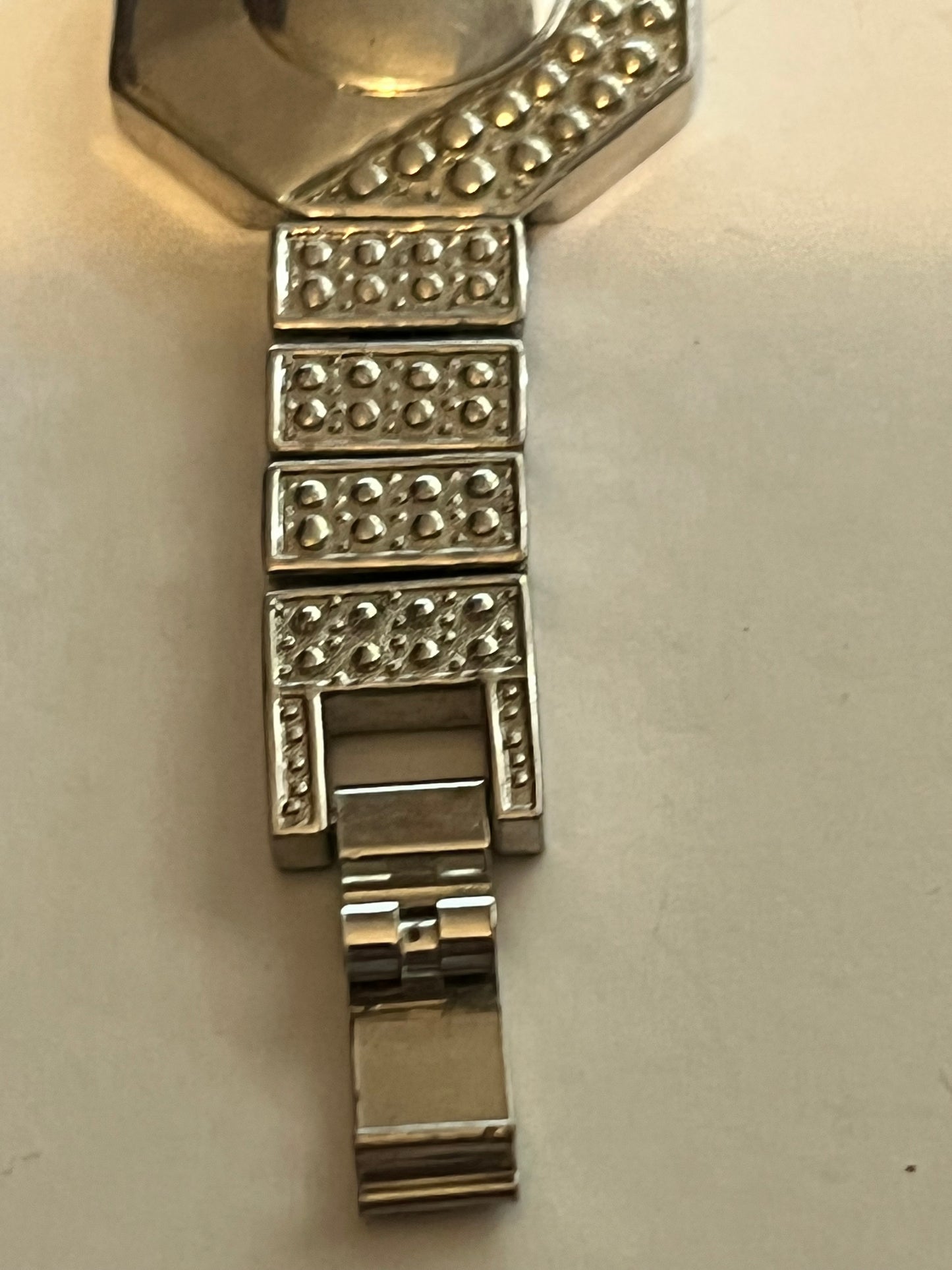 e-Tim large octagon silver jewelled ladies watch - Untested