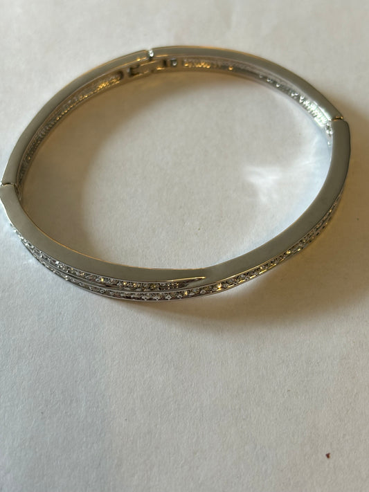 Silver diamante crossover bangle