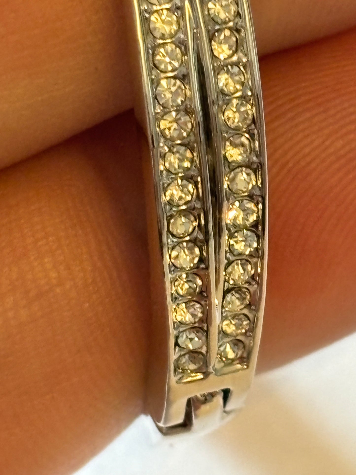 Silver diamante crossover bangle