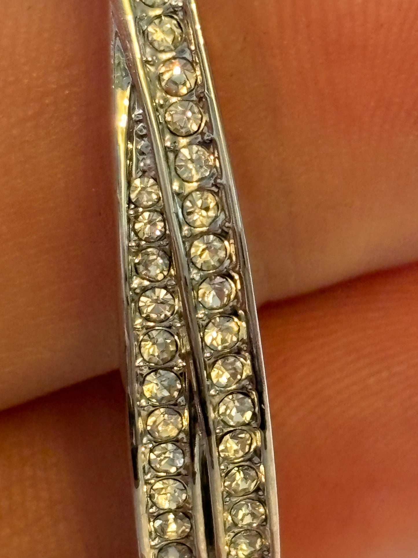 Silver diamante crossover bangle