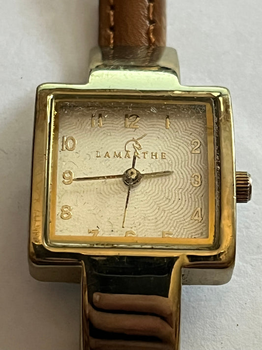 Lamarthe gold ladies square wristwatch - untested