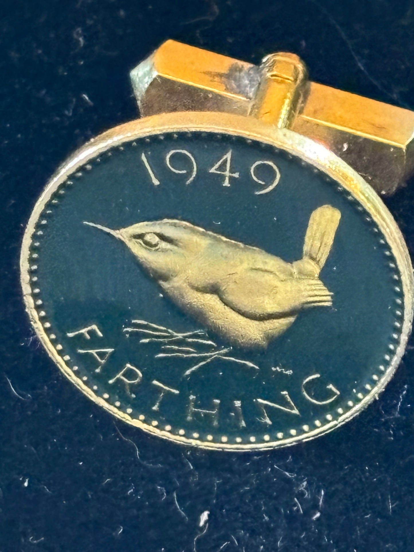 1949 Farthing - Gilt and coloured Cufflinks - Boxed