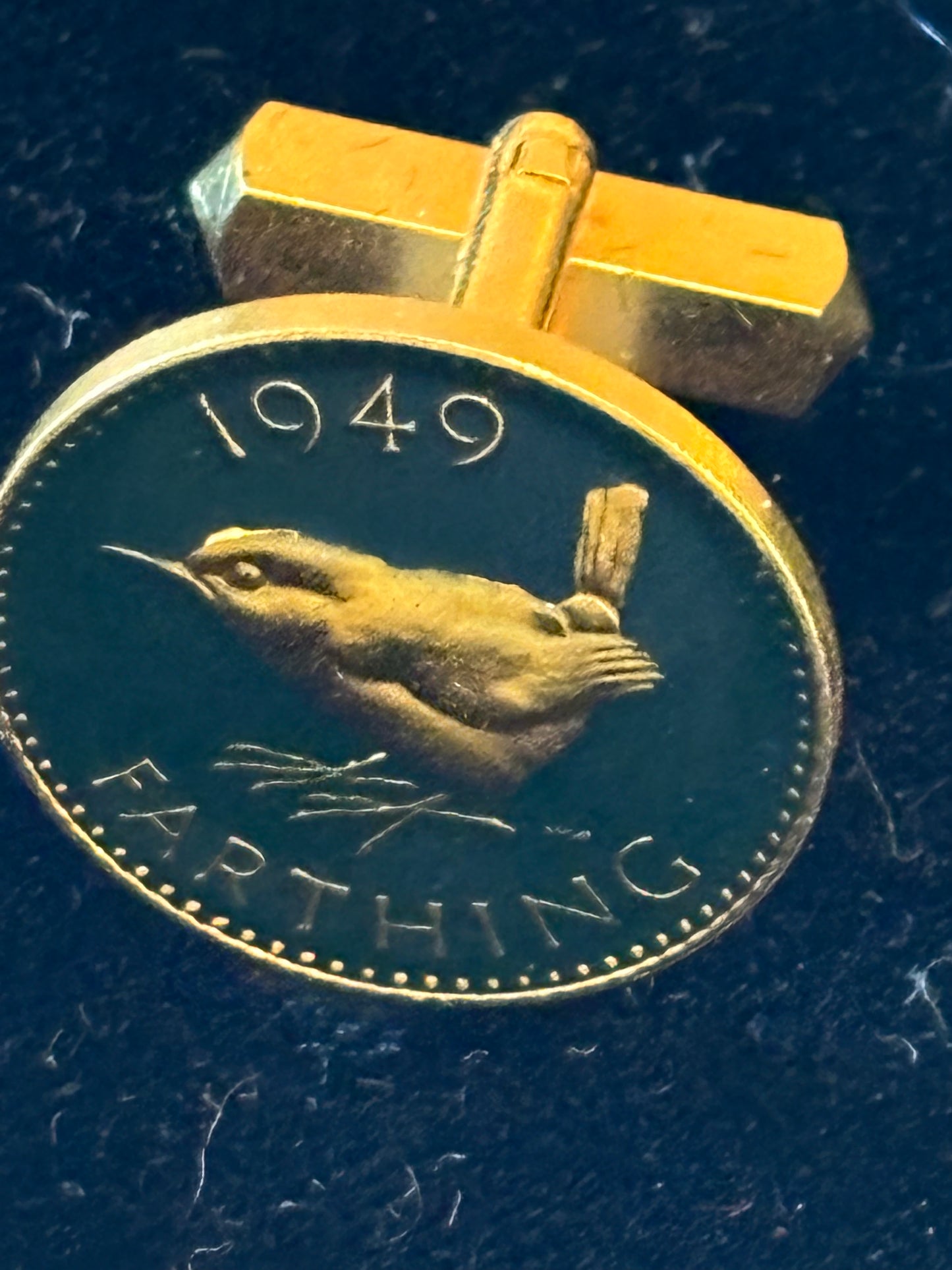 1949 Farthing - Gilt and coloured Cufflinks - Boxed