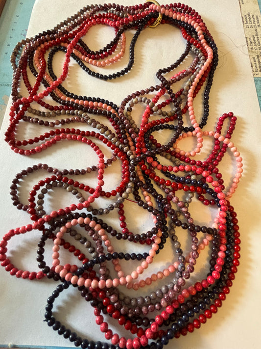 Red, Purple & Pink Multi bead necklace