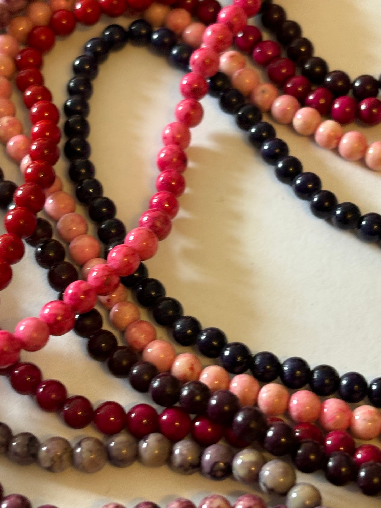 Red, Purple & Pink Multi bead necklace